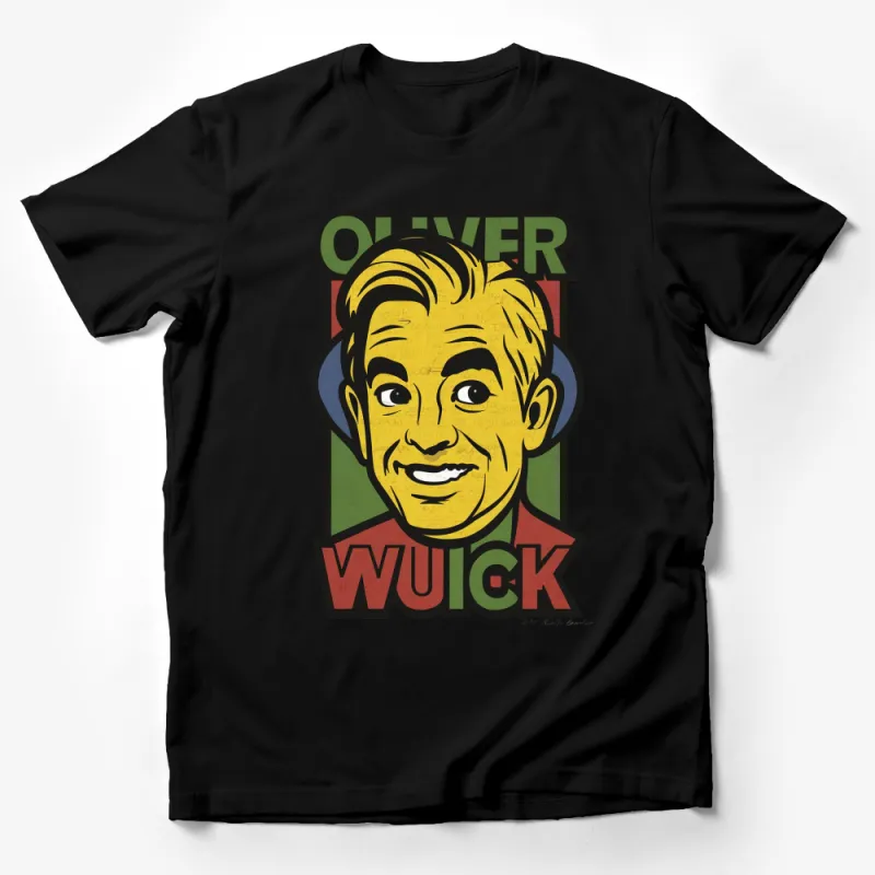 Vintage Pop Art Inspired Oliver Wick Portrait T-Shirt, Colorful Graphic Tee, Unique Retro Style Shirt Male T-Shirt