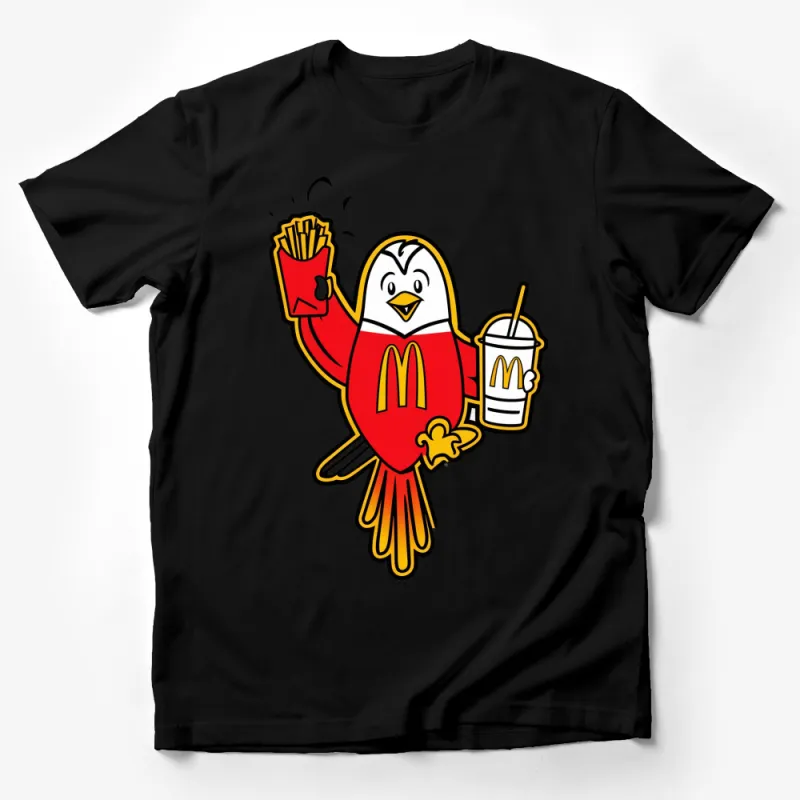 Cartoon Penguin McDonald's Inspired T-Shirt, Fast Food Lover Tee, Fun Graphic Tee for Adults and Kids Male T-Shirt