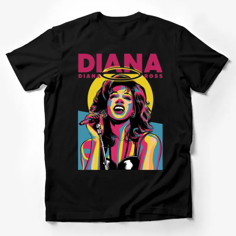 Diana Ross Pop Art Style T-Shirt, Vintage Music Icon Graphic Tee, Colorful Retro Singer Design Shirt Male T-Shirt