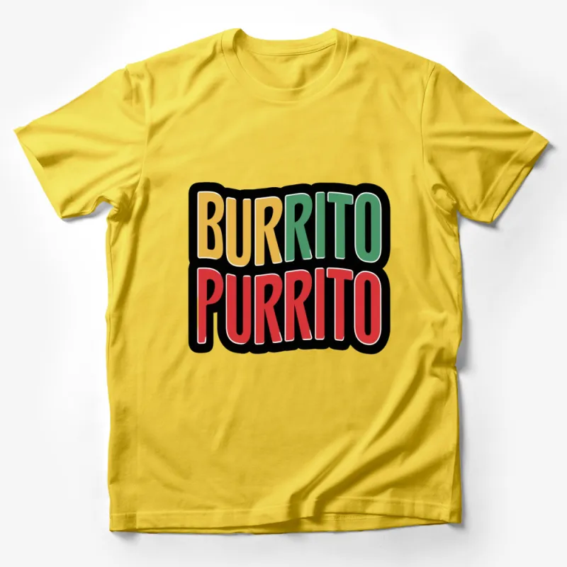 Colorful Burrito Purr-ito Funny Cat and Food Lover T-Shirt, Quirky Graphic Tee, Unisex Gift Male T-Shirt