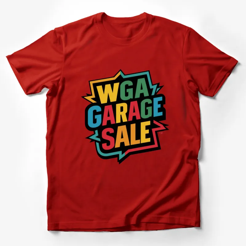 Vintage Style WGA Garage Sale T-Shirt, Colorful Retro Graphic Tee, Unisex Casual Wear Male T-Shirt