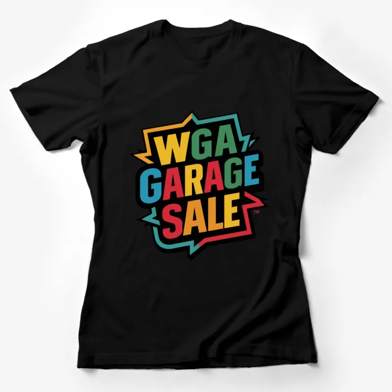 Vintage Style WGA Garage Sale T-Shirt, Colorful Retro Graphic Tee, Unisex Casual Wear Female T-Shirt