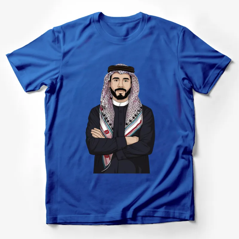 Traditional Arab Man Portrait T-Shirt, Cultural Middle Eastern Graphic Tee, Unique Cultural Apparel, Unisex Adult Clothing Gift Male T-Shirt