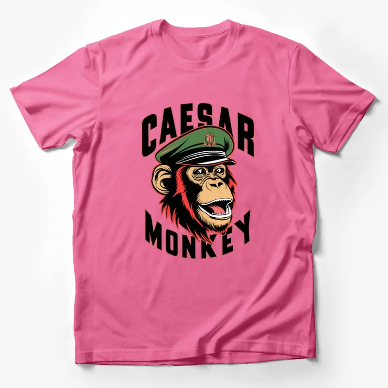 Caesar Monkey Graphic T-Shirt, Bold Monkey Face with Hat Design, Unique Animal Art Tee Male T-Shirt