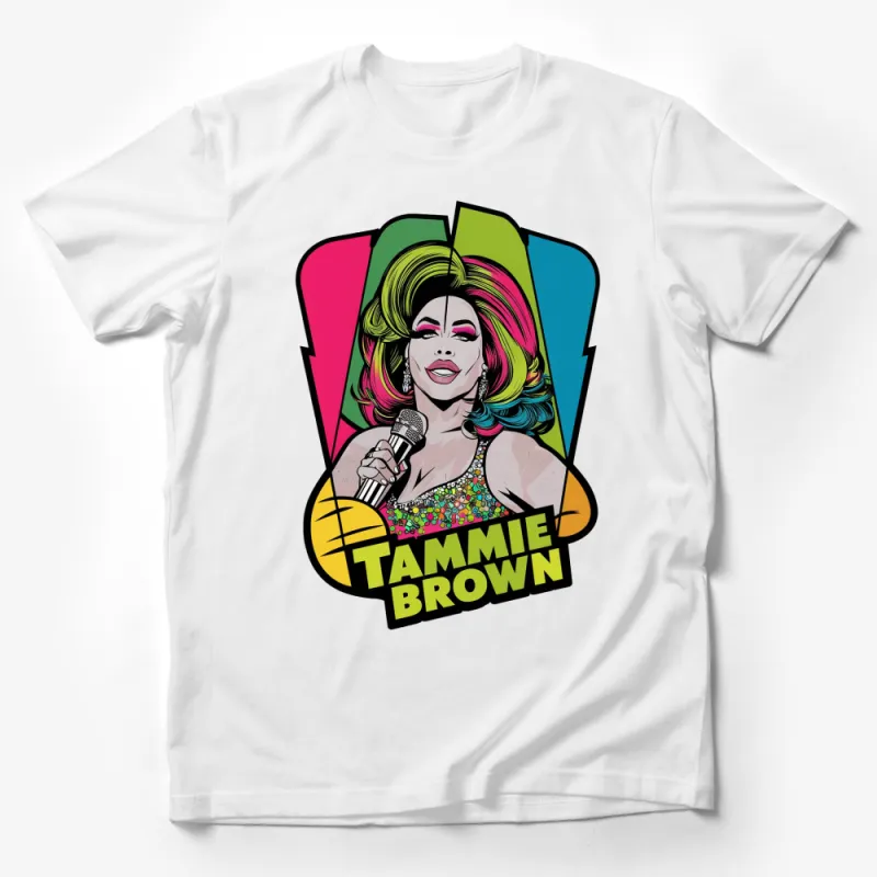 Colorful Pop Art Drag Queen T-Shirt, Vibrant Graphic Tee, Bold Fashion Apparel Male T-Shirt