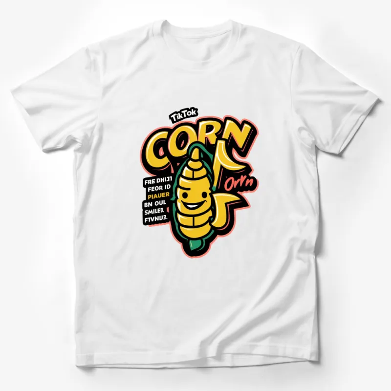 TikTok Corn Cartoon Character Fun Colorful Logo T-Shirt, Unisex Casual Tee Male T-Shirt