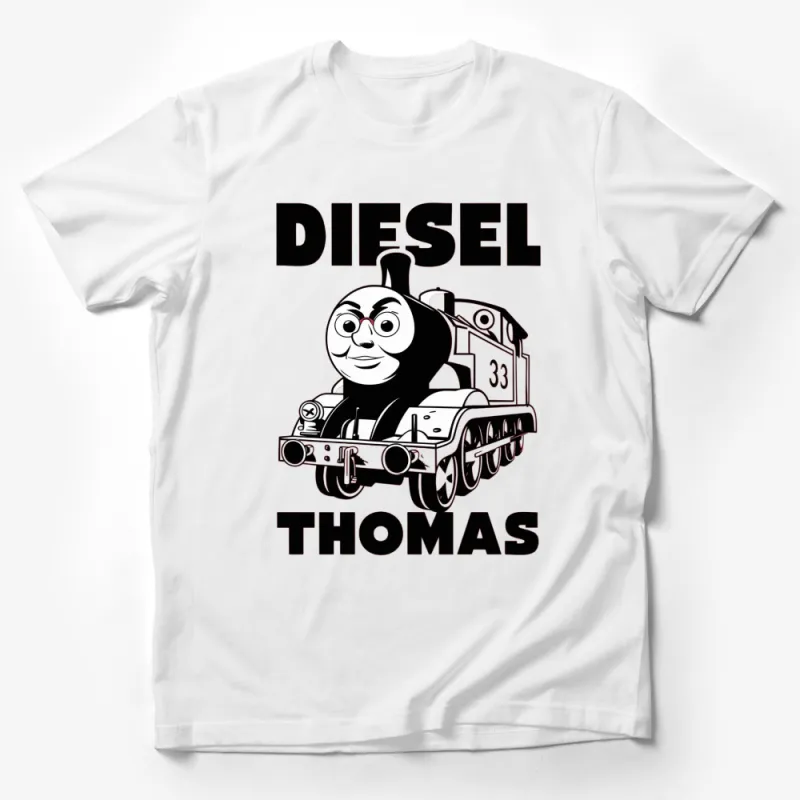 Diesel Thomas Train T-Shirt, Kids Classic Cartoon Tee, Vintage Engine Design, Boys Girls Black and White Shirt Male T-Shirt