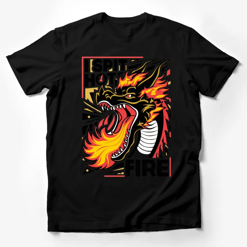 Fire Dragon Graphic T-Shirt I Spit Hot Fire - Bold, Colorful Dragon Design Unisex Tee Male T-Shirt