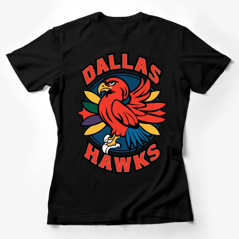 Dallas Hawks Colorful Logo T-Shirt, Red Hawk Graphic Tee, Sports Fan Apparel, Casual Unisex Clothing Female T-Shirt