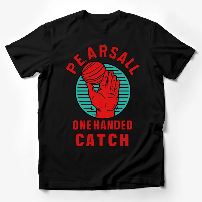 Pearsall One Handed Catch Graphic T-Shirt, Vintage Style Sports Tee, Bold Red and Blue Design Male T-Shirt