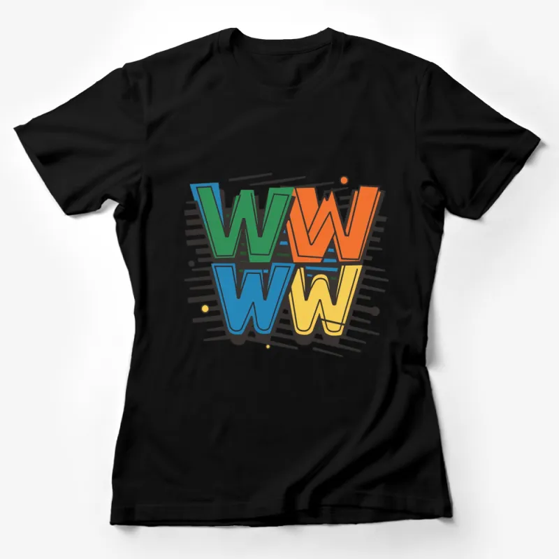 Retro WWW Graphic T-Shirt, Bold Vintage Internet Inspired Design, Colorful Typography Tee Female T-Shirt