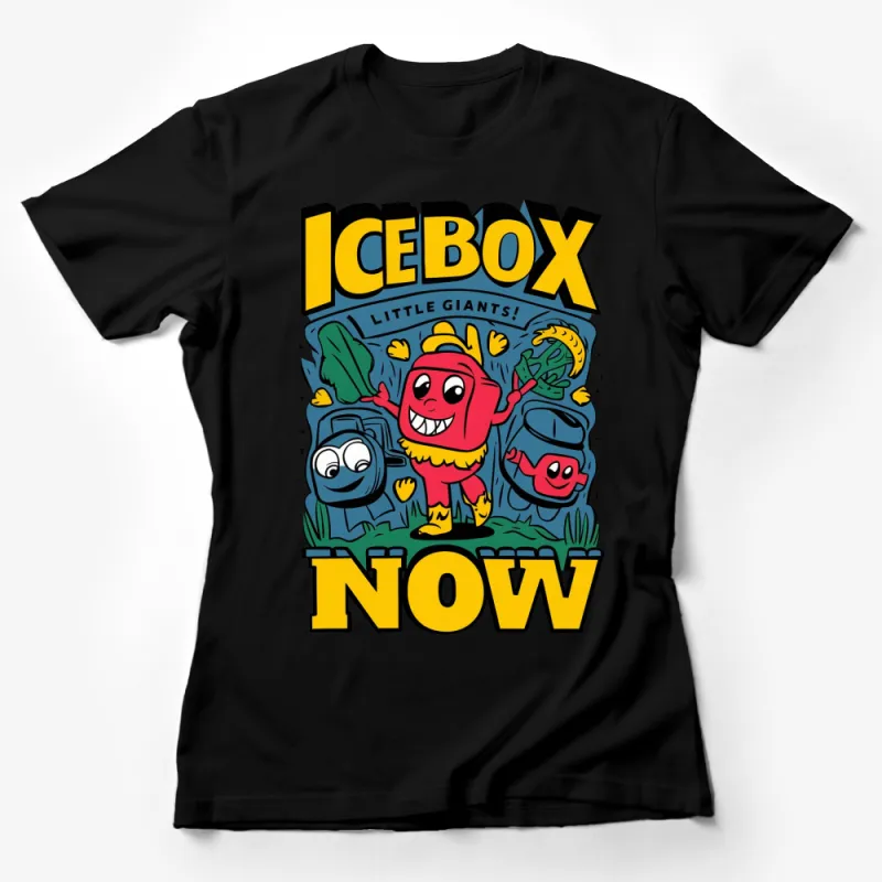 Colorful Icebox Now Cartoon T-Shirt, Little Giants Fun Graphic Tee, Vibrant Kids Animation Design Female T-Shirt