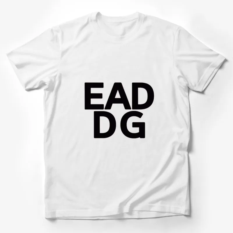 Bold EADG Letter Print T-Shirt, Unisex Black and White Typography Tee, Casual Street Style Fashion Top Male T-Shirt