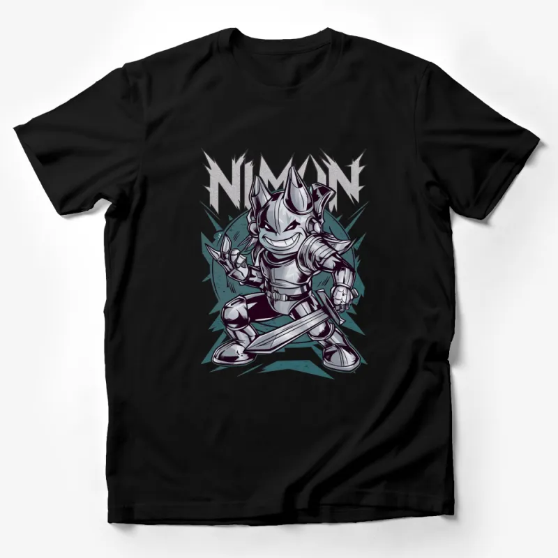 Knight Cartoon Character T-Shirt, Cool Fantasy Warrior Tee, Unique Armor Design Shirt, Gift Idea Male T-Shirt