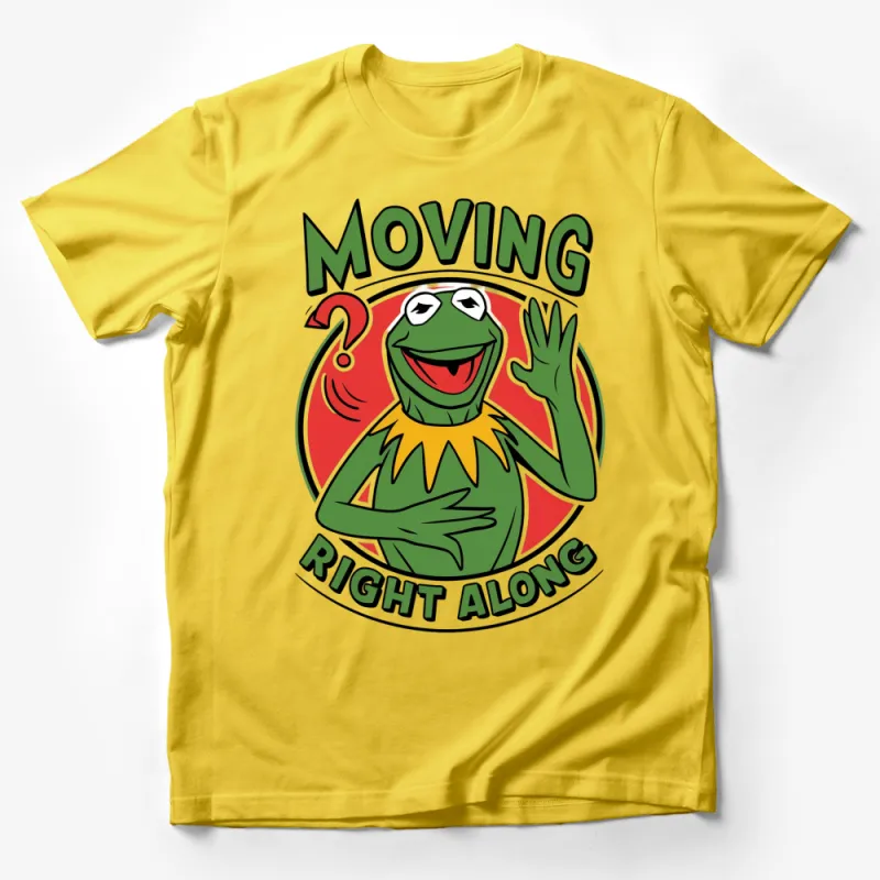 Moving Right Along Kermit Frog Graphic T-Shirt, Green Cartoon Character Tee, Fun Muppet Fan Gift Male T-Shirt