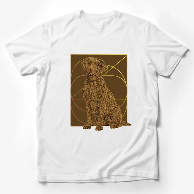 Geometric Dog T-Shirt, Abstract Line Art, Golden Labrador Retriever, Unisex Dog Lover's Tee Male T-Shirt