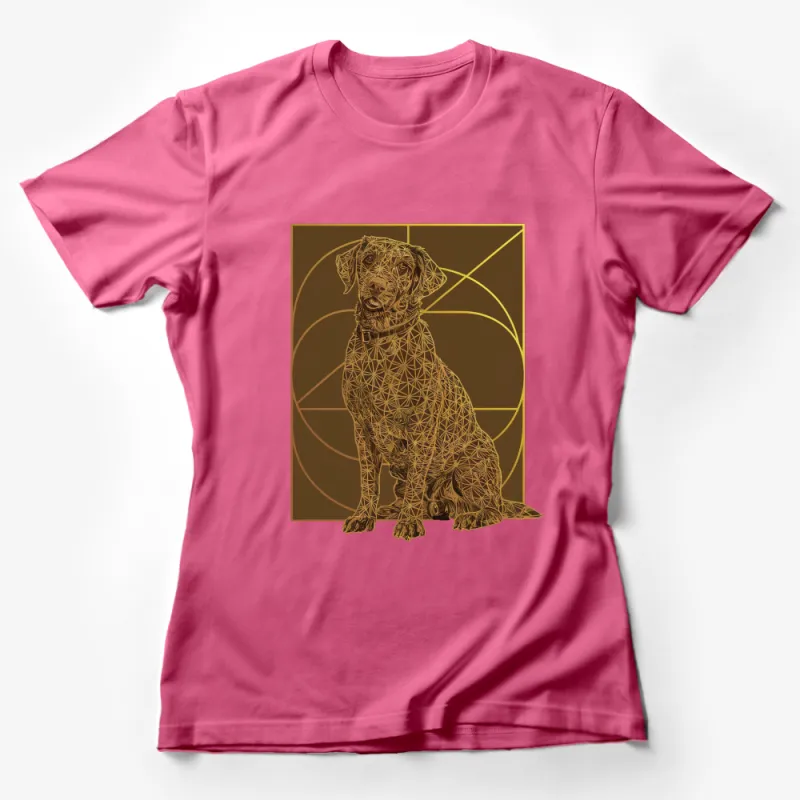 Geometric Dog T-Shirt, Abstract Line Art, Golden Labrador Retriever, Unisex Dog Lover's Tee Female T-Shirt