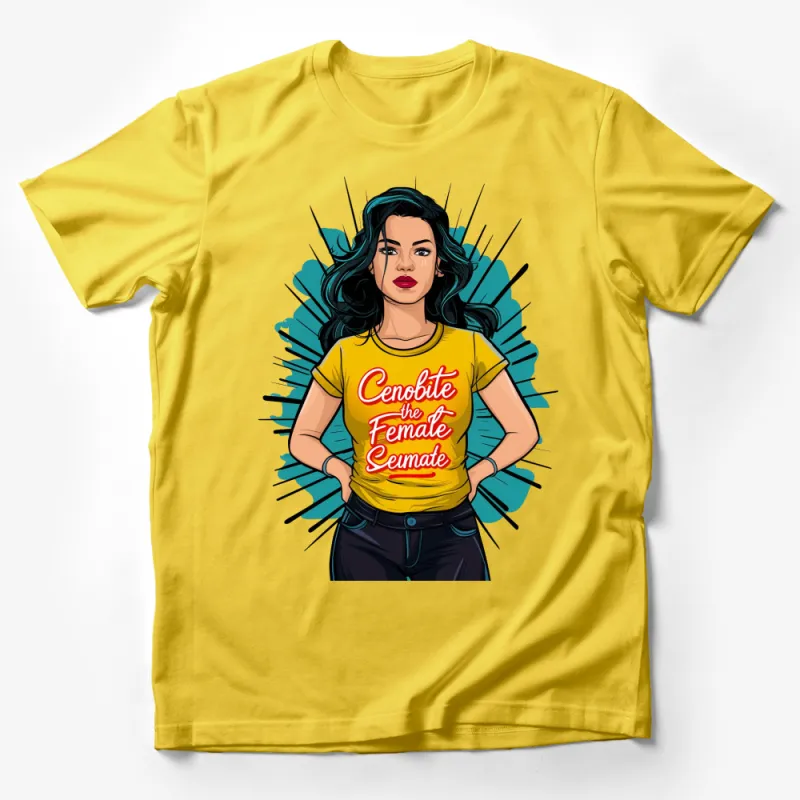 Cenobite Female Femate Graphic T-Shirt, Bold Yellow Tee, Comic Style Artwork, Fashionable Women's Shirt Male T-Shirt