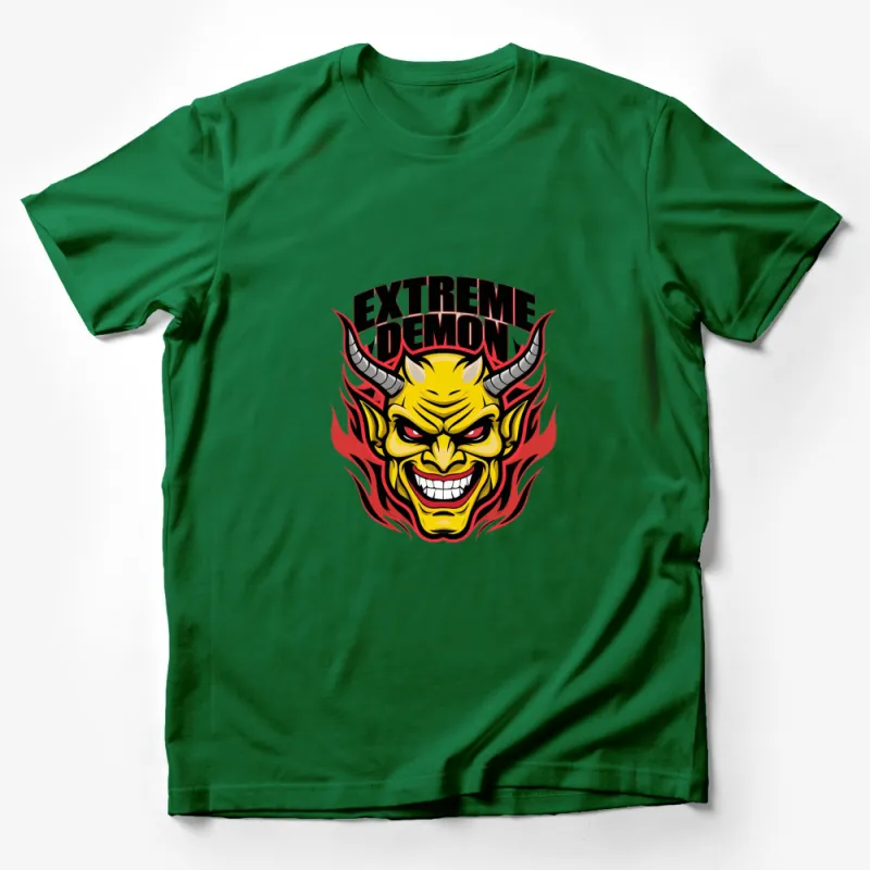 Extreme Demon Graphic T-Shirt, Bold Red and Yellow Demon Face, Unisex Shirt Male T-Shirt