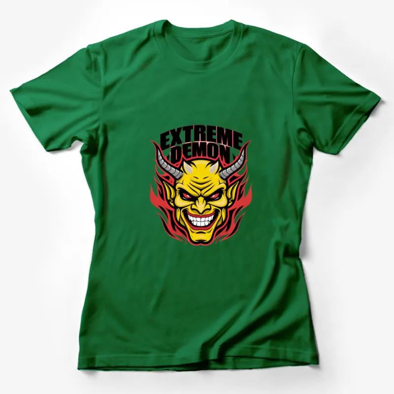 Extreme Demon Graphic T-Shirt, Bold Red and Yellow Demon Face, Unisex Shirt Female T-Shirt