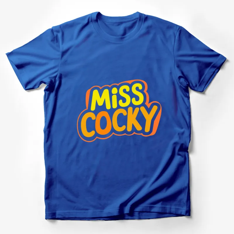 Bright Miss Cocky Logo T-Shirt, Colorful Summer Tee, Bold Statement Shirt, Trendy Graphic Top Male T-Shirt