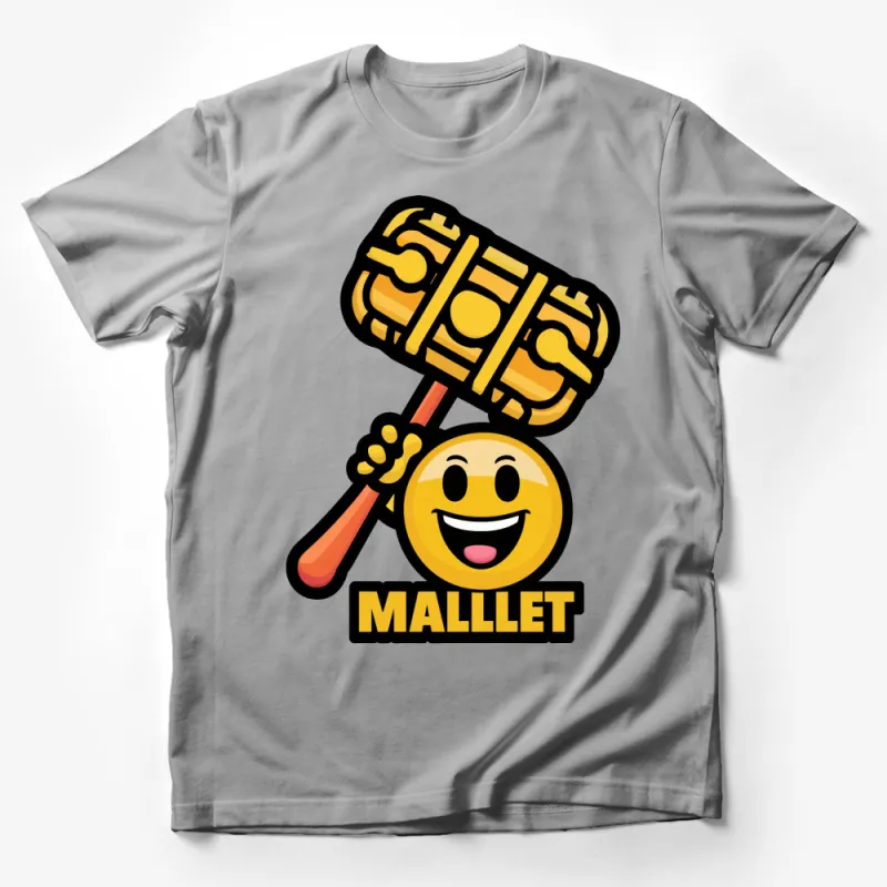 Funny Emoji Mallet Graphic T-Shirt, Unique Cartoon Hammer Tee, Gift for Handyman, Casual Wear Male T-Shirt