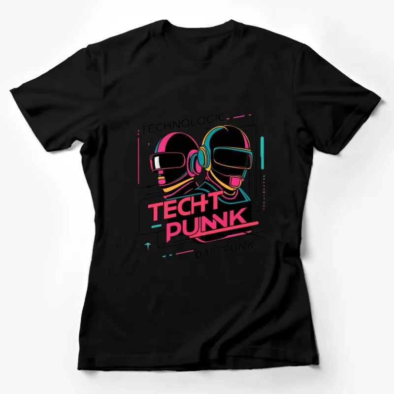 Technologic Punk Style T-Shirt, Vibrant Retro Futuristic Graphic Tee, Unisex Fashion Female T-Shirt