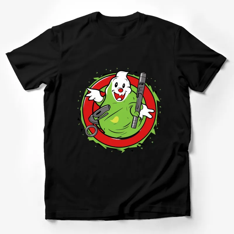 Retro Ghostly Cartoon Character T-Shirt, Green Ghost Fun Shirt for All Ages, Unique Apparel Male T-Shirt