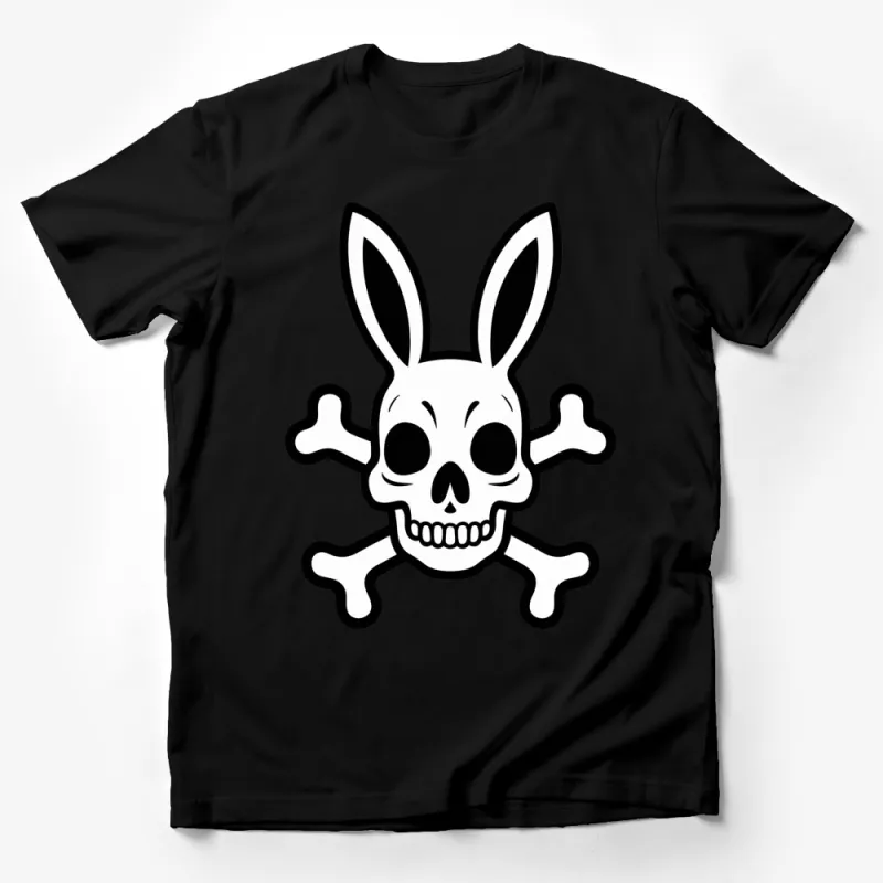 Gothic Rabbit Skull and Crossbones T-Shirt, Unisex Graphic Tee, Punk Rock Style Apparel Male T-Shirt