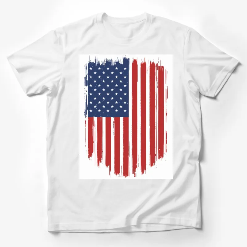 Distressed American Flag T-Shirt, Patriotic USA Flag Tee, Red White Blue, Independence Day Apparel Male T-Shirt