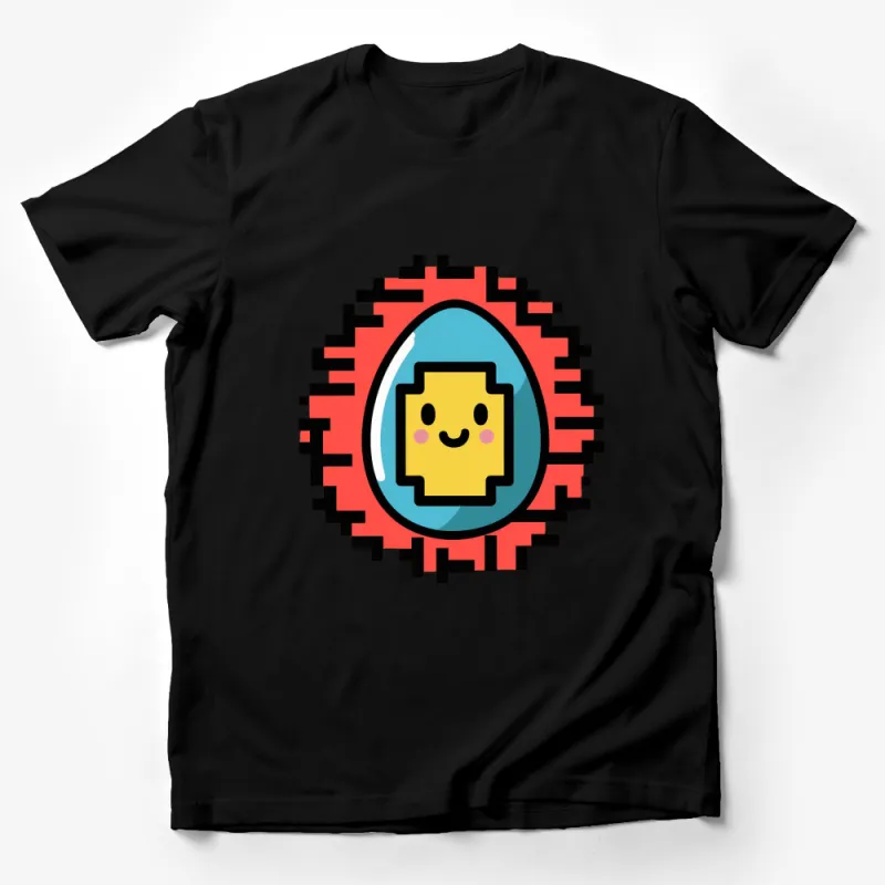 Cute Pixelated Egg Sunny Side Up T-Shirt, Fun Breakfast Food Tee, Bright Colors Unisex Gift Male T-Shirt