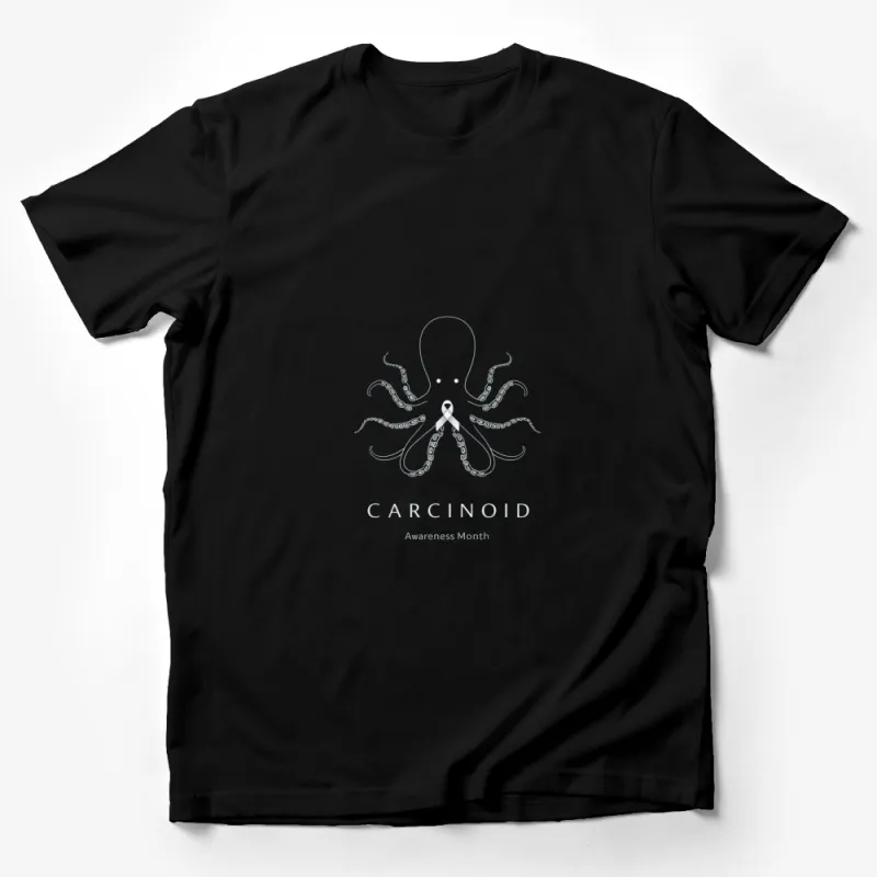 Carcinoid Awareness Month Octopus Graphic T-Shirt, Subtle Silver Design, Unisex Tee Male T-Shirt