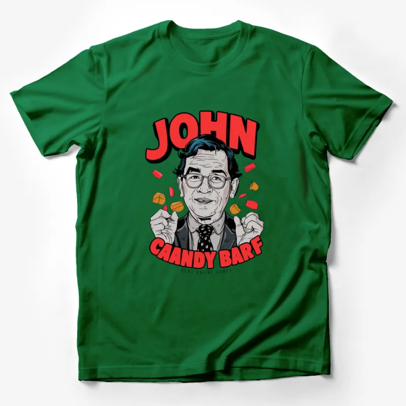 Funny Candy Barf Graphic T-Shirt, John Cartoon Vomiting Sweets Design, Unique Pop Art Tee Male T-Shirt