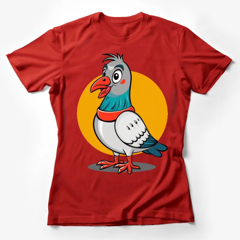 Colorful Cartoon Pigeon T-Shirt for Kids and Adults, Cute Bird Tee, Unique Gift Female T-Shirt