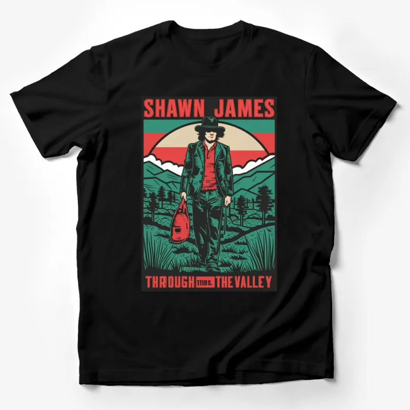 Vintage Cowboy T-Shirt, Shawn James Through This Valley, Retro Style Country Music Tee, Men's Graphic Shirt Male T-Shirt