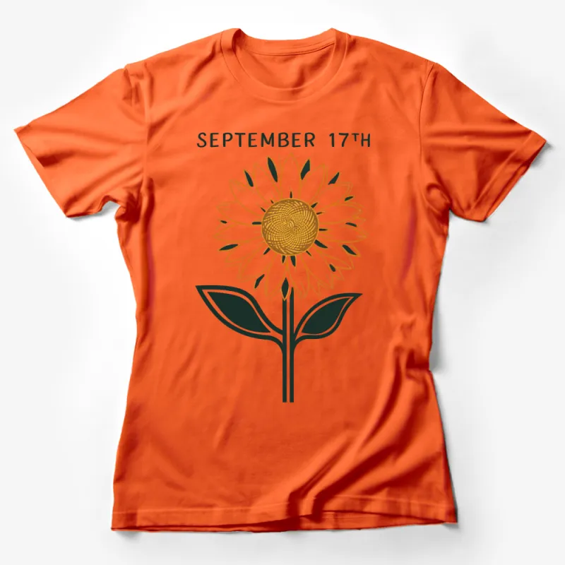 September 17th Sunflower Graphic T-Shirt, Nature Inspired Floral Tee, Fall Birthday Gift Idea Female T-Shirt