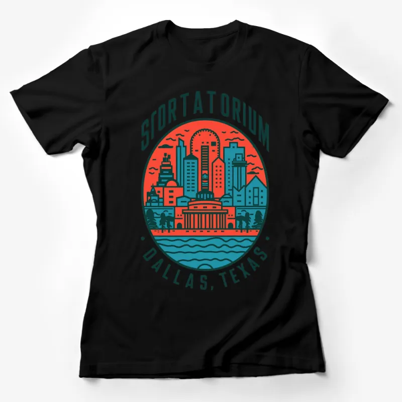 Dallas Texas Skyline T-Shirt, Sortatorium Retro Cityscape Tee, Urban Style Graphic Top Female T-Shirt