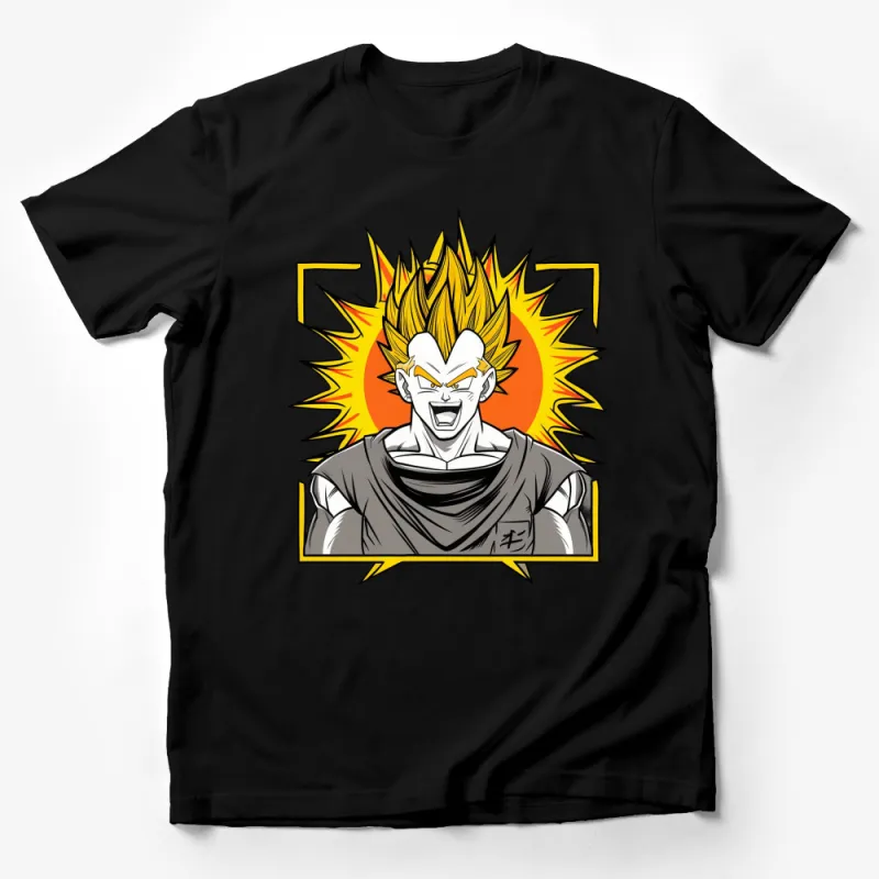 Anime Super Saiyan Graphic T-Shirt, Cool Anime Hero Tee, Yellow Hair Warrior, Unisex T-Shirt Male T-Shirt