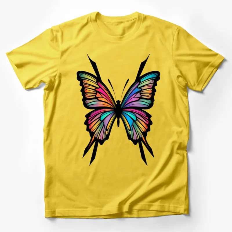 Colorful Butterfly Graphic T-Shirt, Vibrant Nature Inspired Tee, Unisex Casual Wear, Artistic Summer Top Male T-Shirt