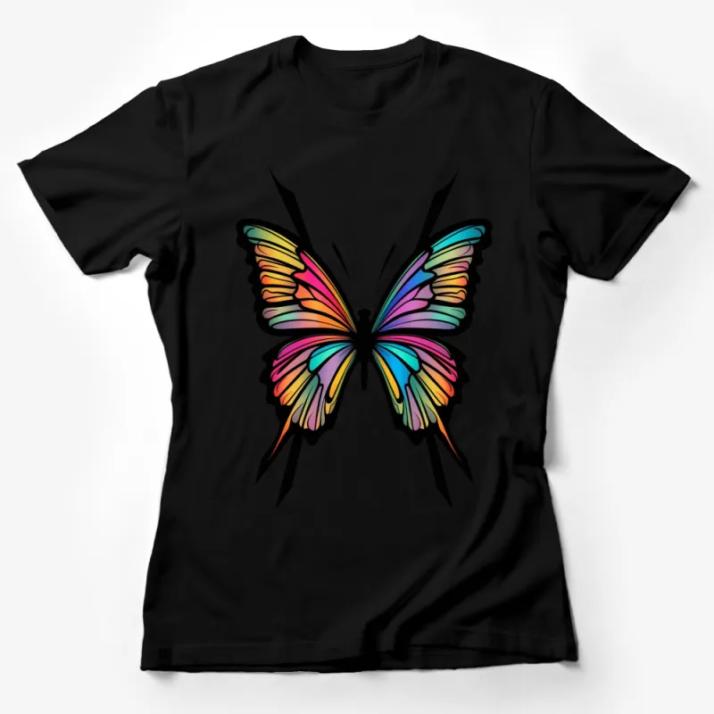 Colorful Butterfly Graphic T-Shirt, Vibrant Nature Inspired Tee, Unisex Casual Wear, Artistic Summer Top Female T-Shirt