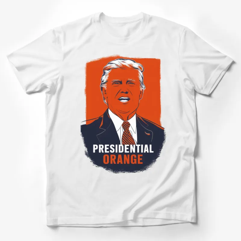 Presidential Orange, Bold Graphic T-Shirt, Political Satire, American Politics, Vibrant Orange Hue Male T-Shirt