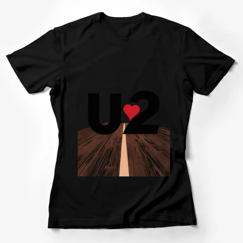 U2 Band Inspired T-Shirt, Heart Logo Design, Classic Rock Music Fan Apparel, Gift for U2 Fans Female T-Shirt