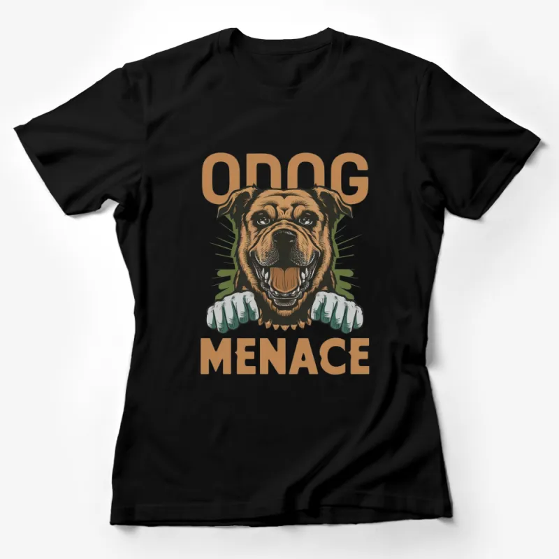 Menace Dog Graphic T-Shirt, Vintage Rottweiler with Brass Knuckles Design, Unisex Adult Casual Wear Female T-Shirt