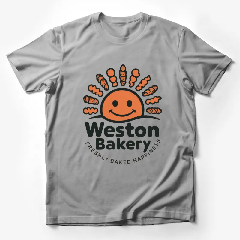 Weston Bakery Freshly Baked Happiness Smiley Face T-Shirt, Fun Food Graphic Tee Male T-Shirt