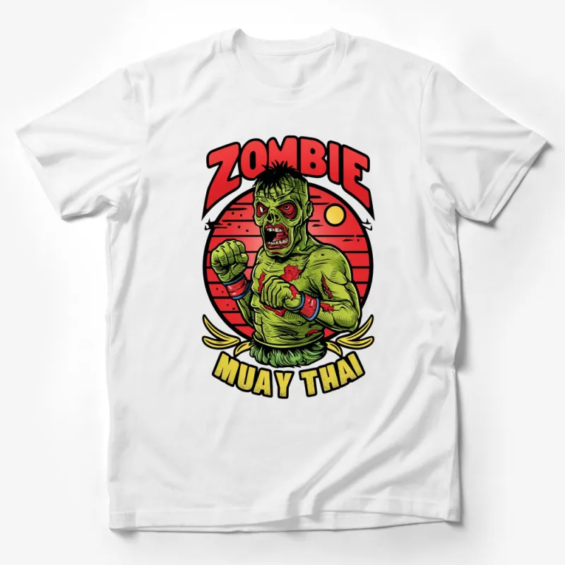 Zombie Muay Thai Fighter T-Shirt, Bold Graphic Martial Arts Tee, Unique Horror Combat Shirt Male T-Shirt