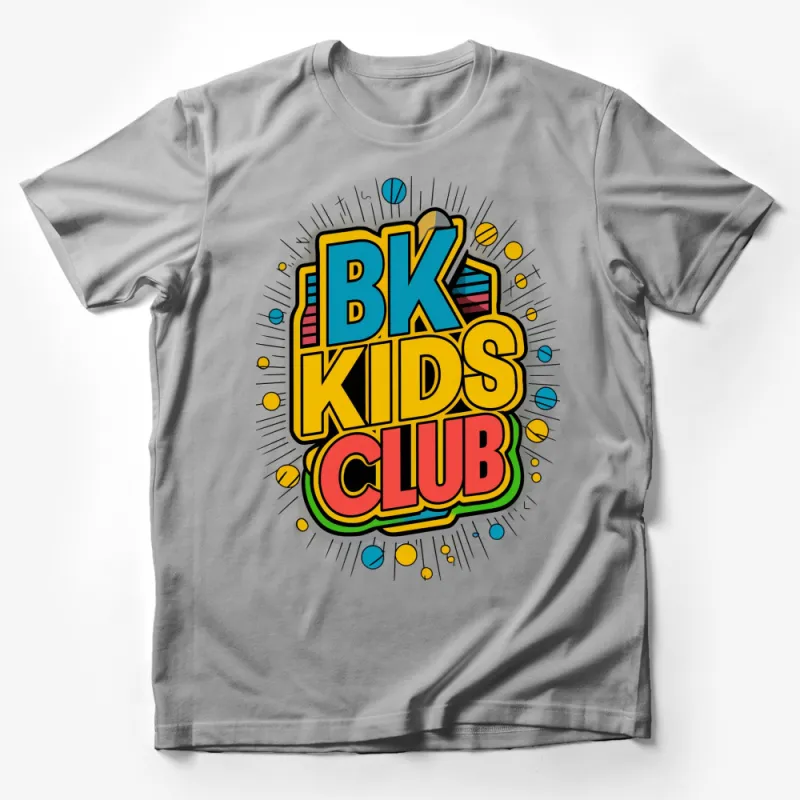 BK Kids Club Retro T-Shirt, Vintage Logo Tee, Colorful Graphic Design, Unisex Fashion Male T-Shirt