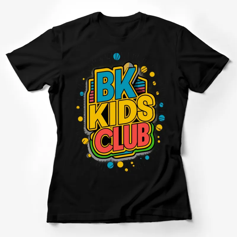 BK Kids Club Retro T-Shirt, Vintage Logo Tee, Colorful Graphic Design, Unisex Fashion Female T-Shirt