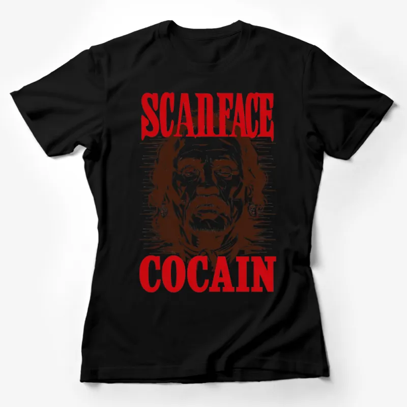 Vintage Movie Inspired Graphic T-Shirt, Scarface Red and White Design, Unique Film Typography Tee Female T-Shirt