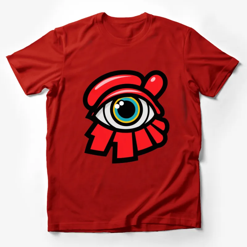 Bold Red Eye Graphic T-Shirt, Modern Artistic Eye Design Unisex Tee, Eye-catcher Shirt Male T-Shirt