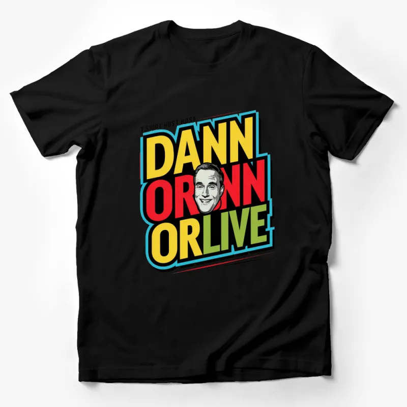 Retro Comic Style Dan Oronn Live Graphic T-Shirt, Colorful Host Design Tee, Unisex Casual Wear Male T-Shirt